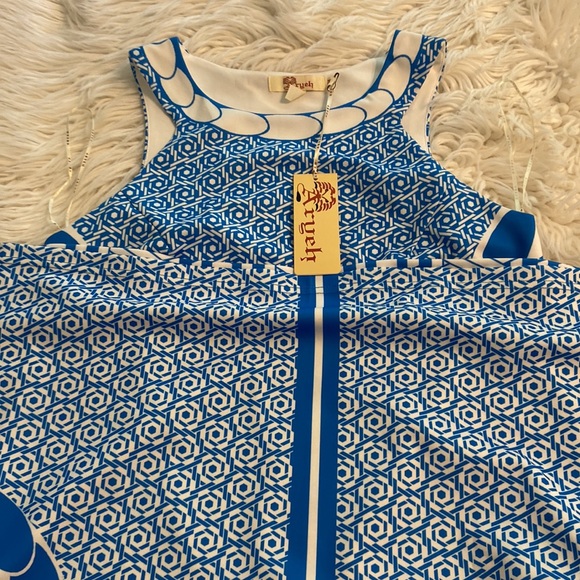 ARYEH Blue and White Sleeveless Dress size M brand new length 35” bust 34” - Picture 10 of 12